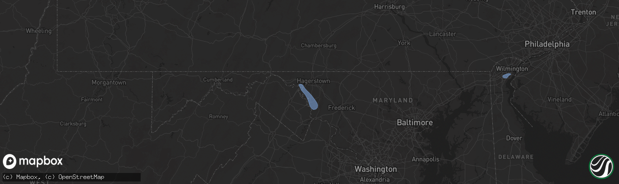 Hail map in Fairplay, MD on July 31, 2025