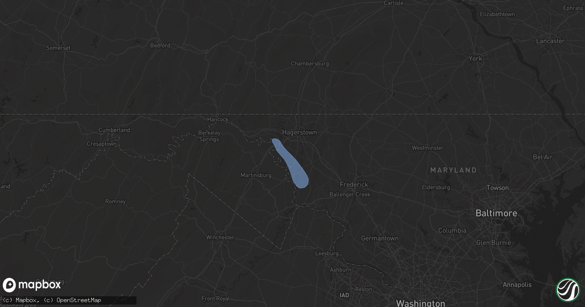 Hail map in Fairplay, MD on July 31, 2025