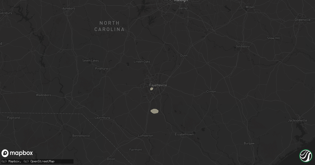 Hail map in Fayetteville, NC on July 31, 2025