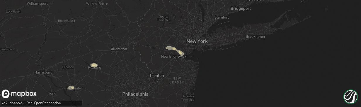 Hail map in Fords, NJ on July 31, 2025