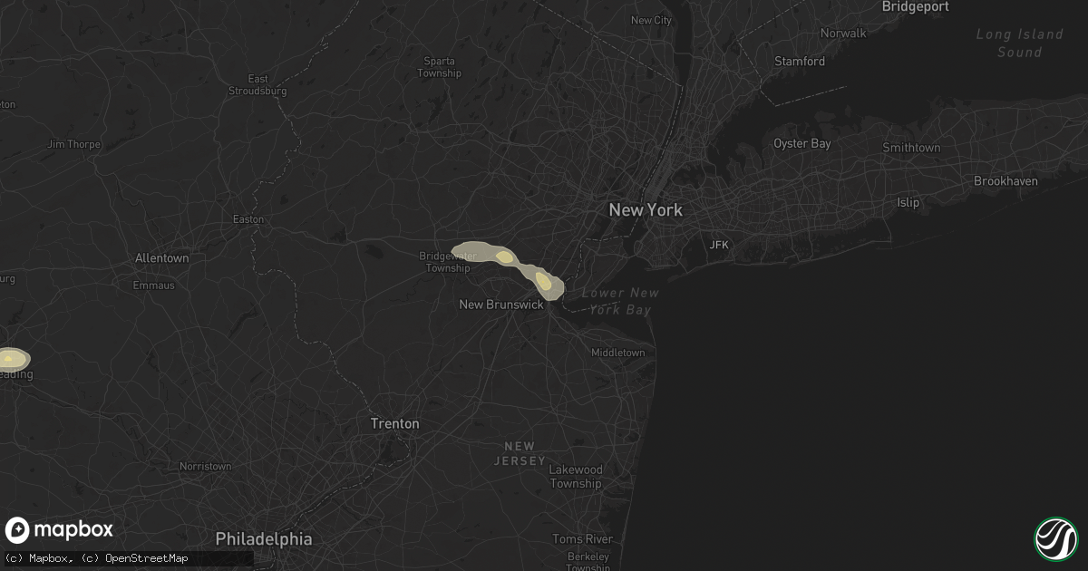 Hail map in Fords, NJ on July 31, 2025