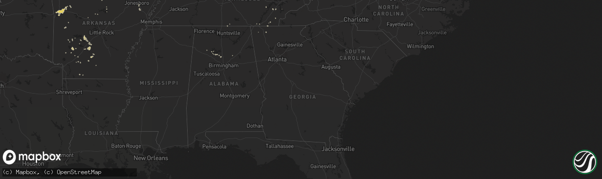 Hail map in Georgia on July 31, 2025
