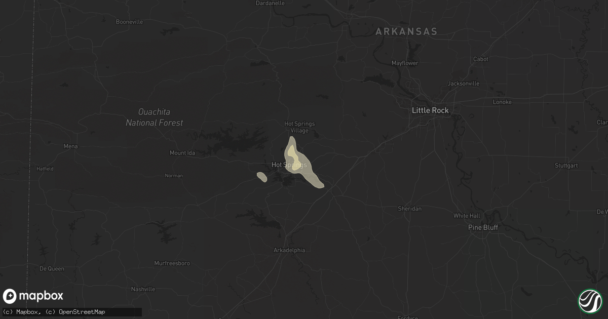 Hail map in Hot Springs National Park, AR on July 31, 2025