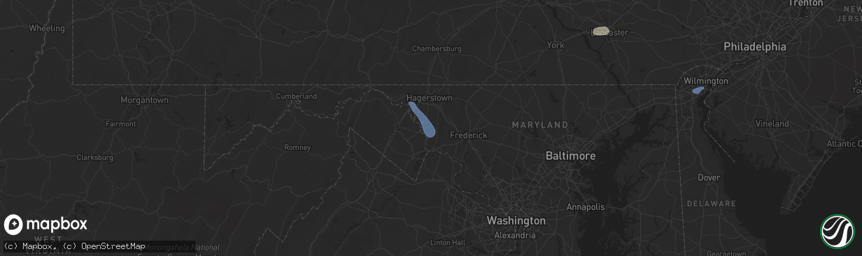 Hail map in Keedysville, MD on July 31, 2025