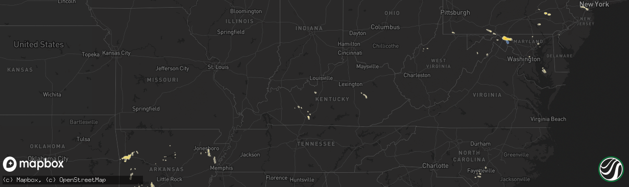 Hail map in Kentucky on July 31, 2025