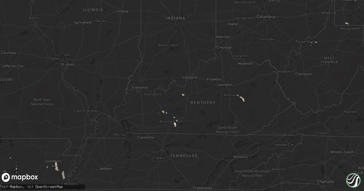 Hail map in Kentucky on July 31, 2025