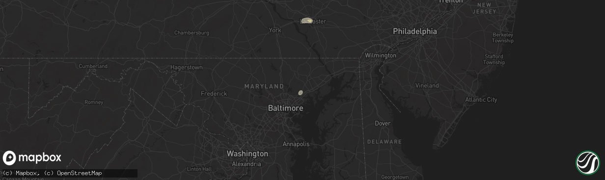 Hail map in Kingsville, MD on July 31, 2025