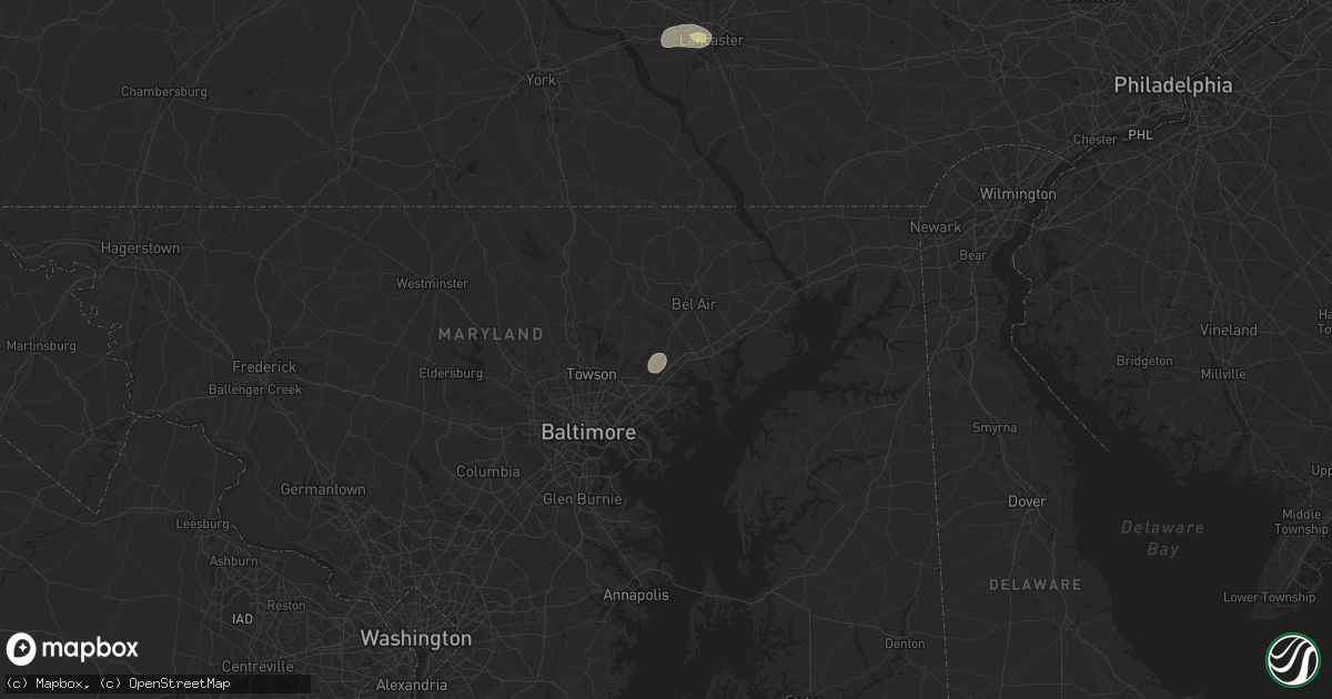 Hail map in Kingsville, MD on July 31, 2025