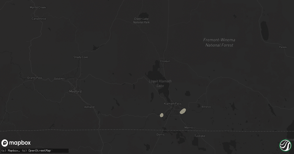 Hail map in Klamath Falls, OR on July 31, 2025