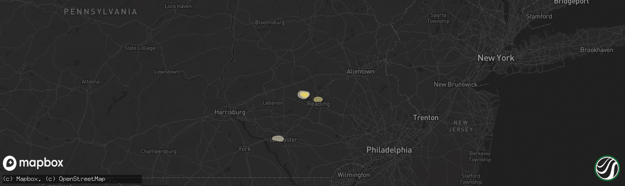 Hail map in Leesport, PA on July 31, 2025