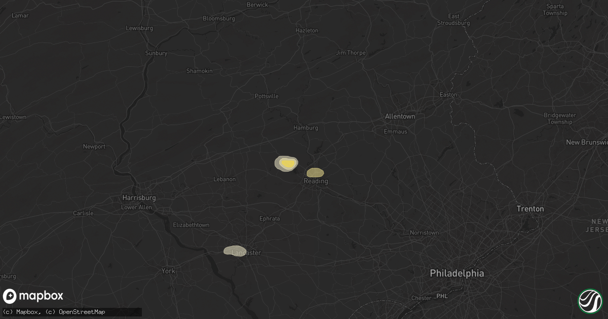 Hail map in Leesport, PA on July 31, 2025