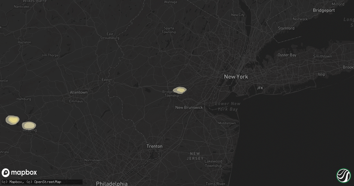 Hail map in Martinsville, NJ on July 31, 2025