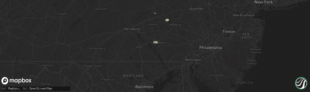 Hail map in Millersville, PA on July 31, 2025