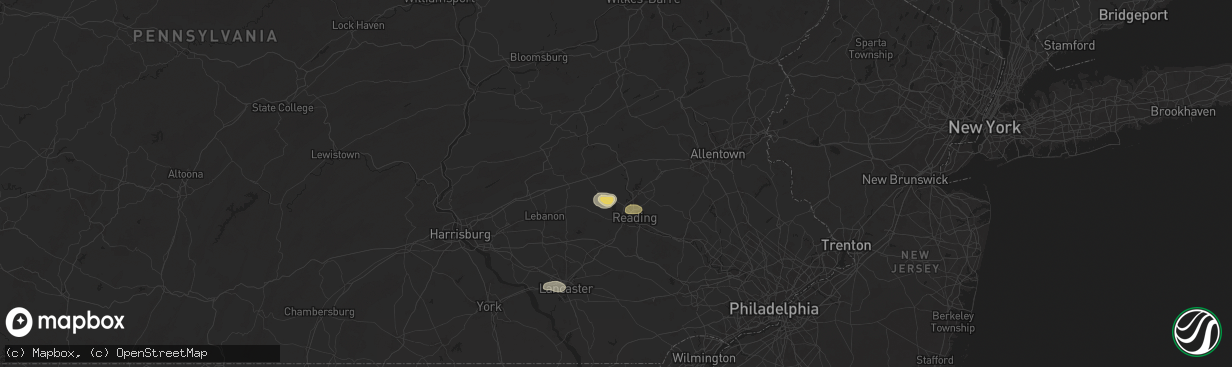Hail map in Mohrsville, PA on July 31, 2025