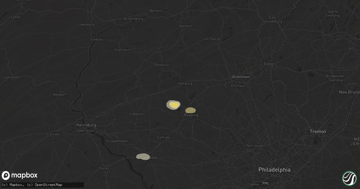 Hail map in Mohrsville, PA on July 31, 2025