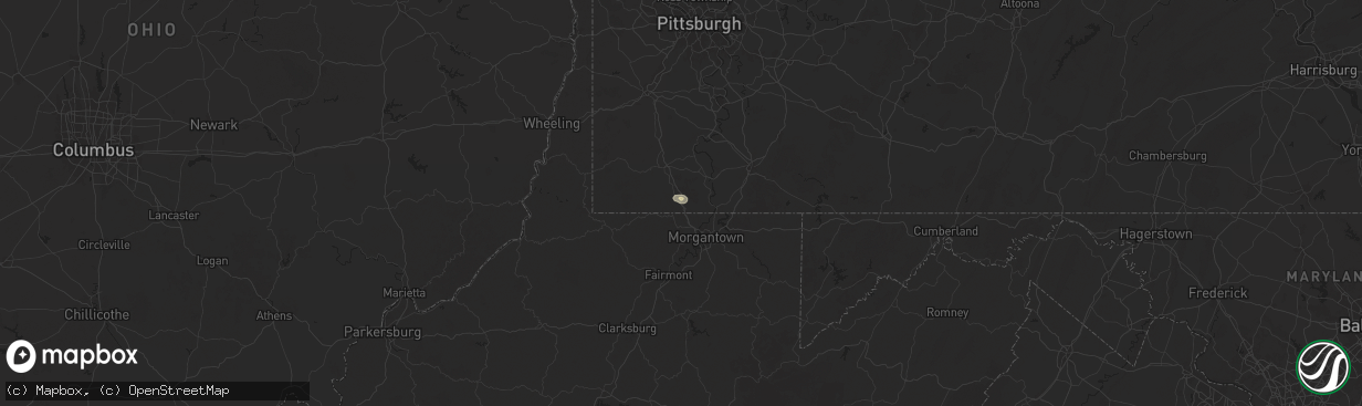 Hail map in Mount Morris, PA on July 31, 2025