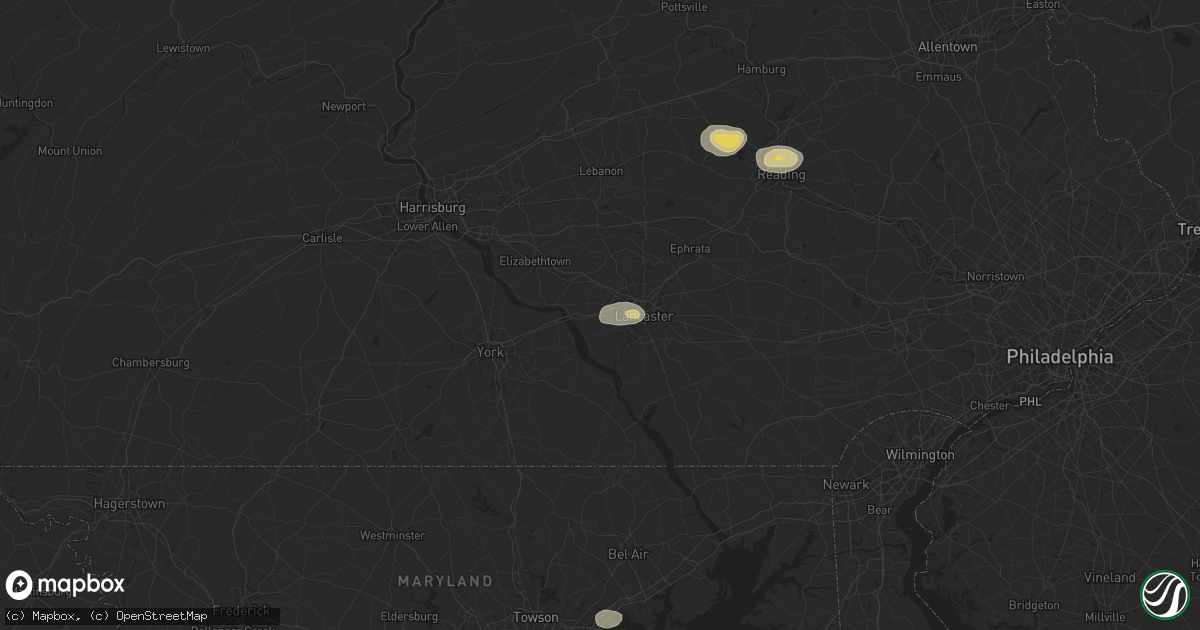 Hail map in Mountville, PA on July 31, 2025