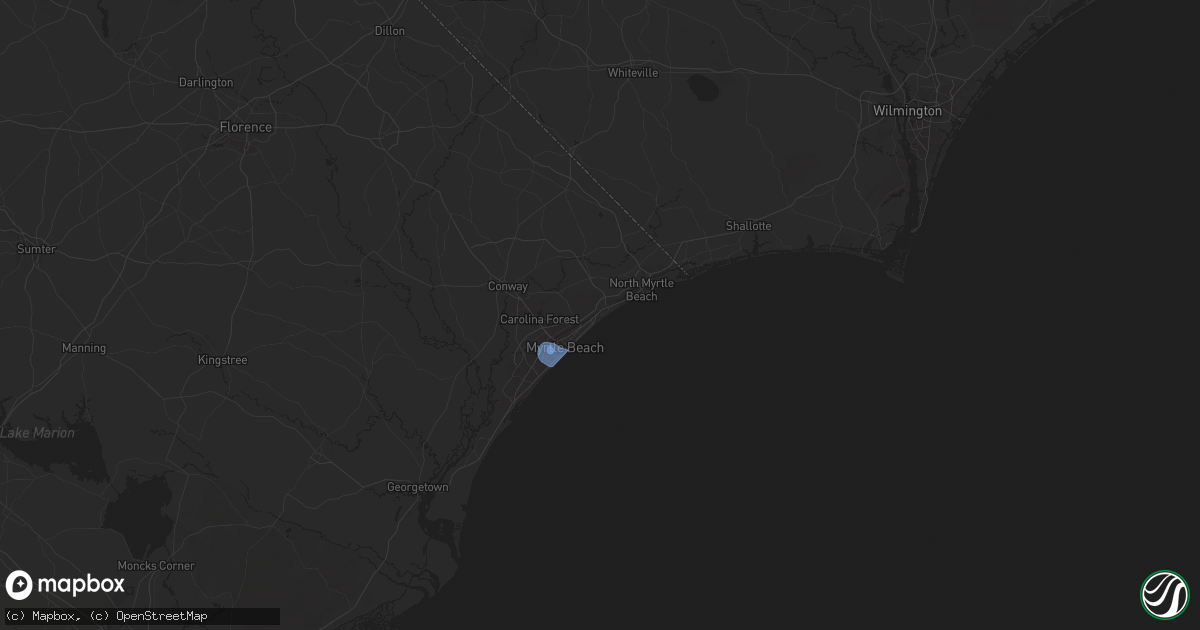 Hail map in Myrtle Beach, SC on July 31, 2025