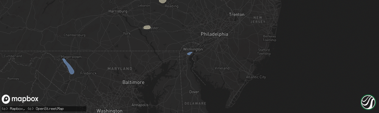Hail map in New Castle, DE on July 31, 2025