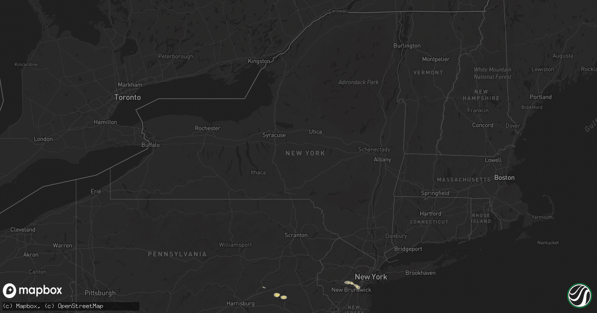 Hail map in New York on July 31, 2025