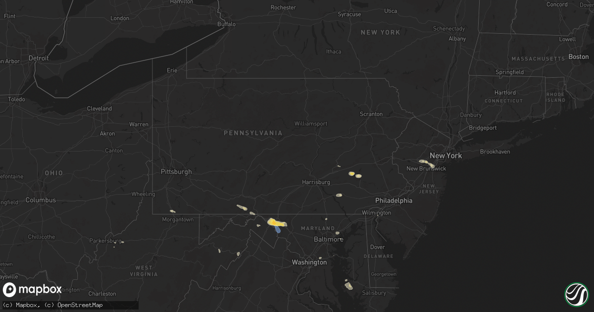Hail map in Pennsylvania on July 31, 2025