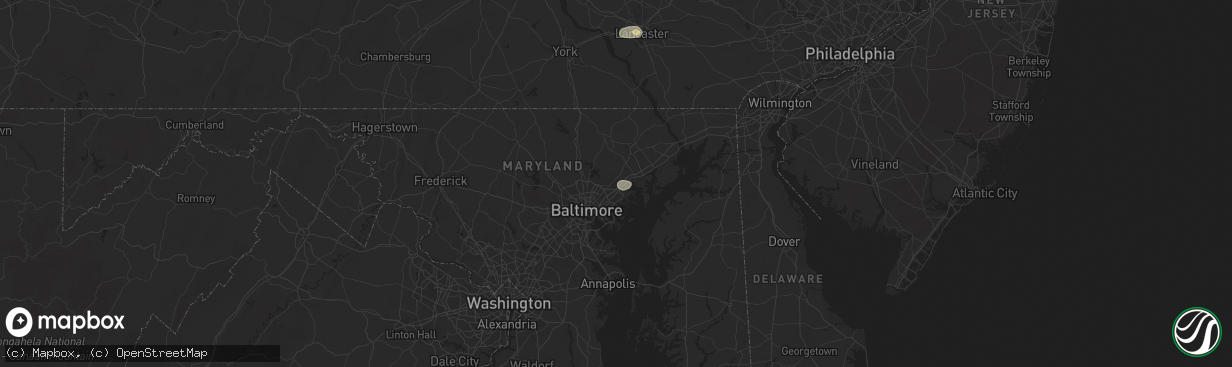 Hail map in Perry Hall, MD on July 31, 2025