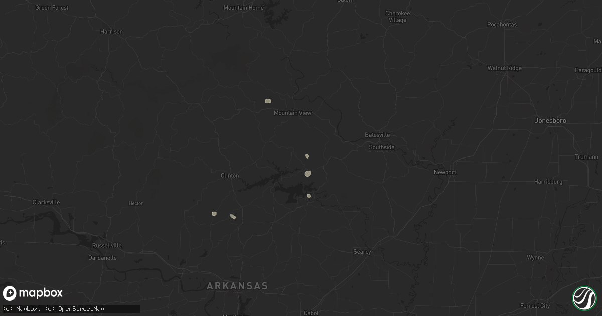 Hail map in Prim, AR on July 31, 2025