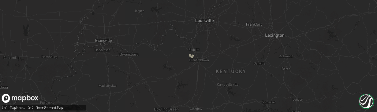 Hail map in Rineyville, KY on July 31, 2025