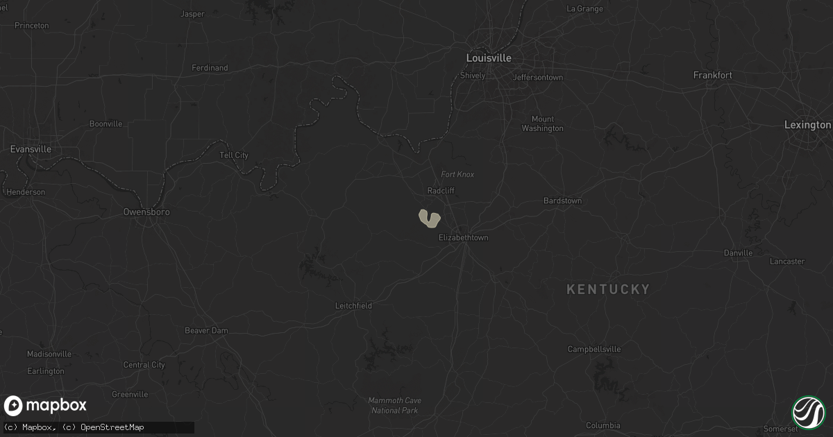Hail map in Rineyville, KY on July 31, 2025