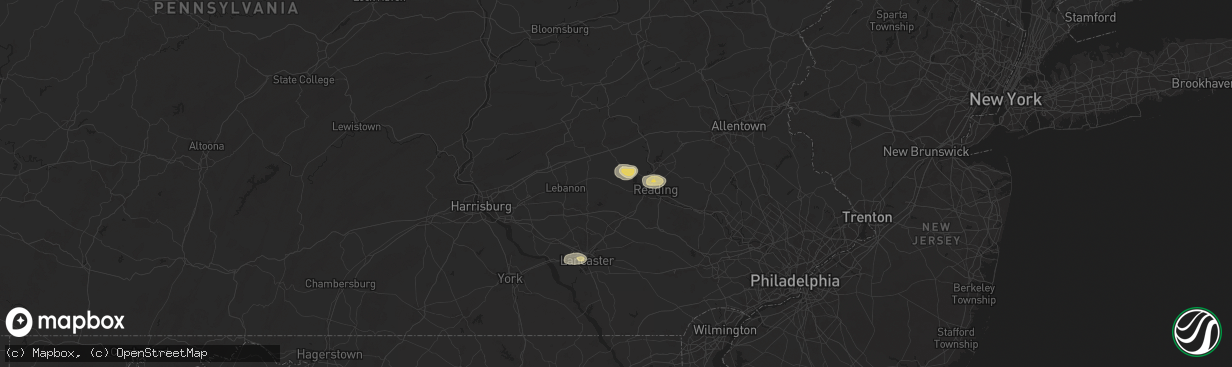 Hail map in Robesonia, PA on July 31, 2025