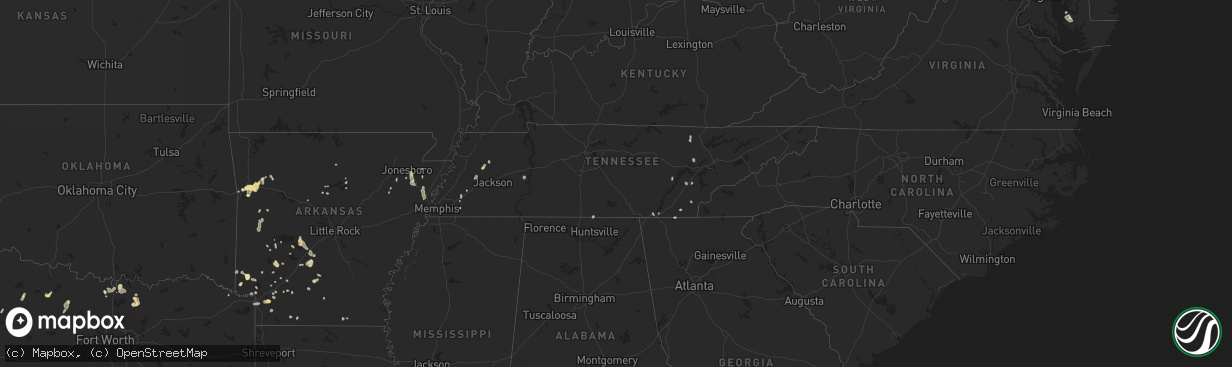 Hail map in Tennessee on July 31, 2025