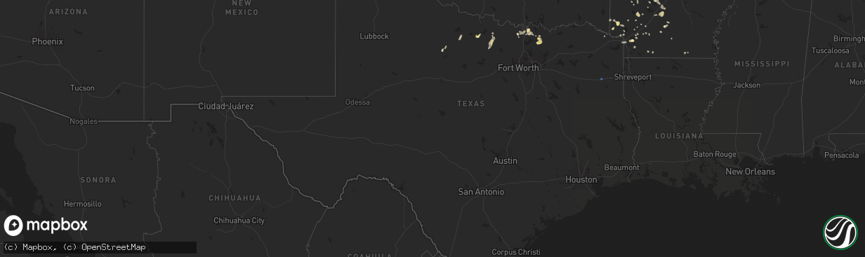 Hail map in Texas on July 31, 2025