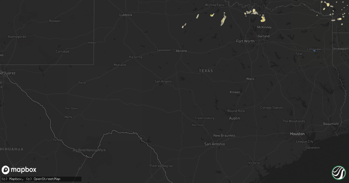 Hail map in Texas on July 31, 2025