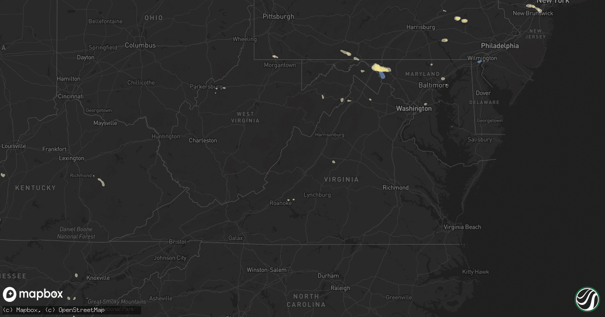 Hail map in Virginia on July 31, 2025