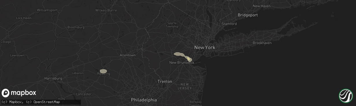 Hail map in Warren, NJ on July 31, 2025
