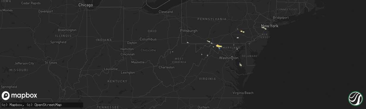 Hail map in West Virginia on July 31, 2025