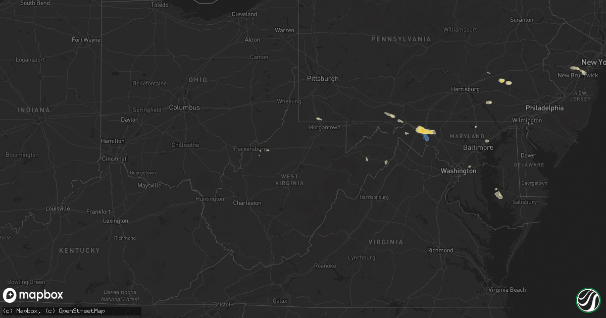 Hail map in West Virginia on July 31, 2025