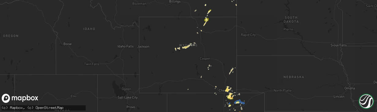 Hail map in Wyoming on July 31, 2025