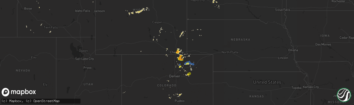 Hail map on July 31, 2025