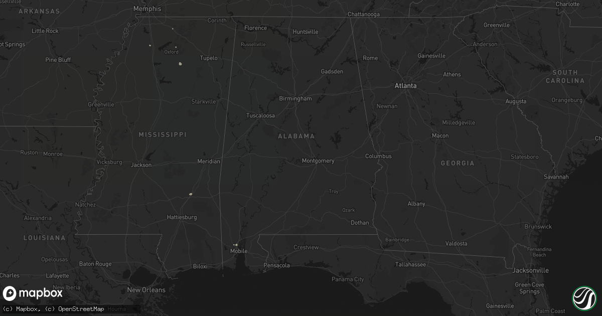 Hail map in Alabama on July 31, 2026