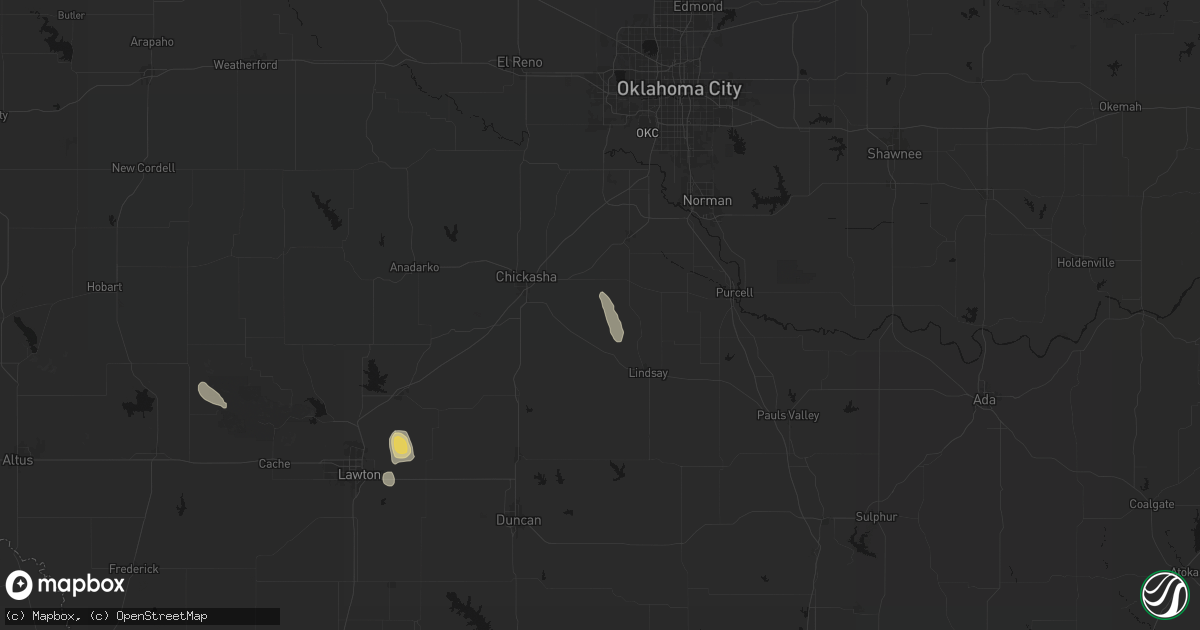Hail map in Alex, OK on July 31, 2026