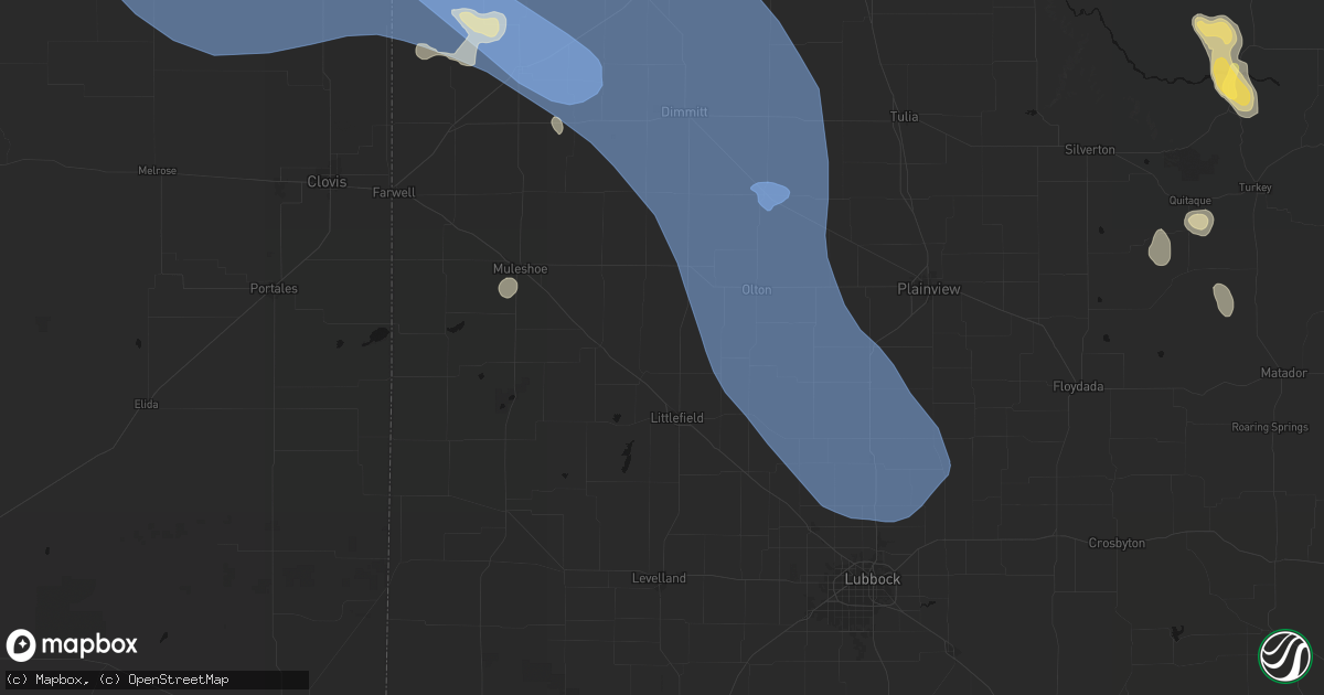 Hail map in Amherst, TX on July 31, 2026