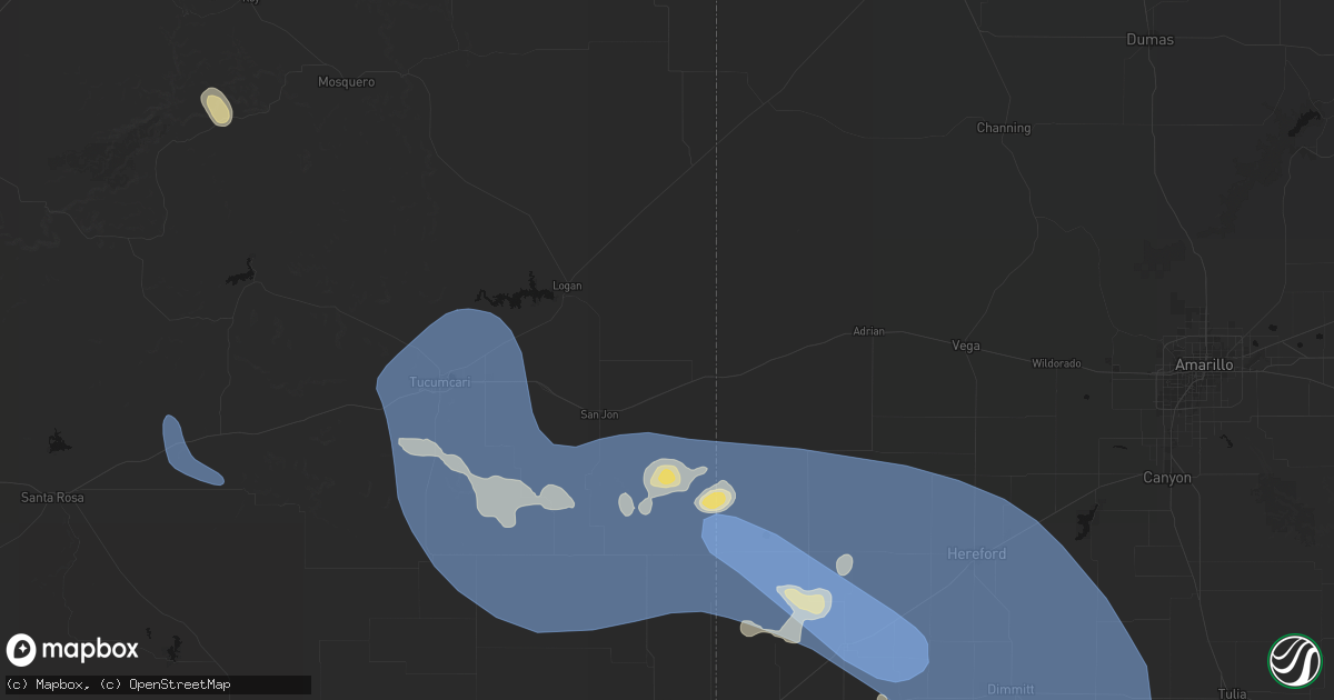 Hail map in Bard, NM on July 31, 2026
