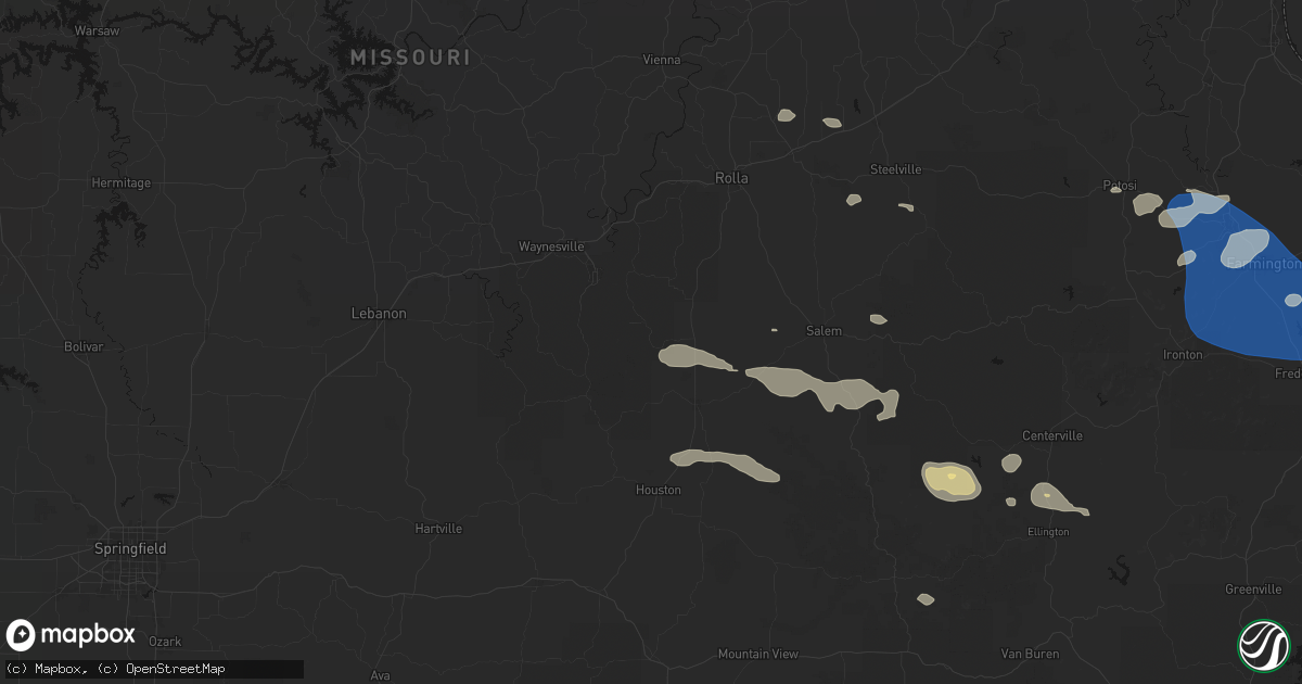 Hail map in Beulah, MO on July 31, 2026