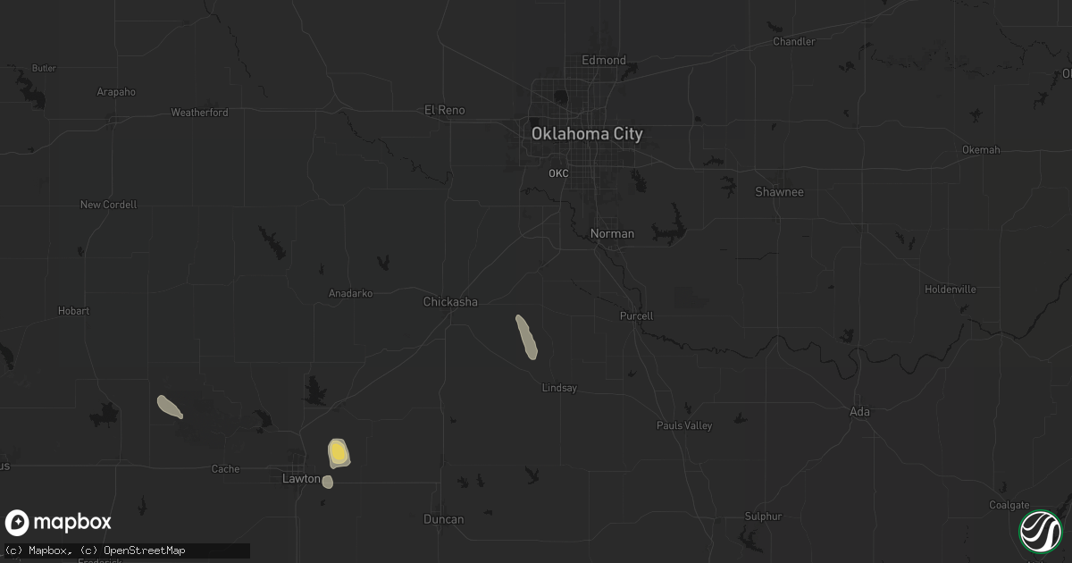 Hail map in Blanchard, OK on July 31, 2026