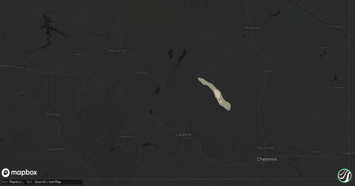 Hail map in Bosler, WY on July 31, 2026