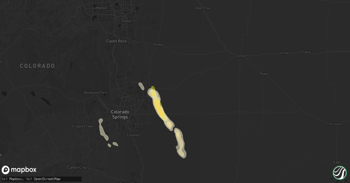 Hail map in Calhan, CO on July 31, 2026
