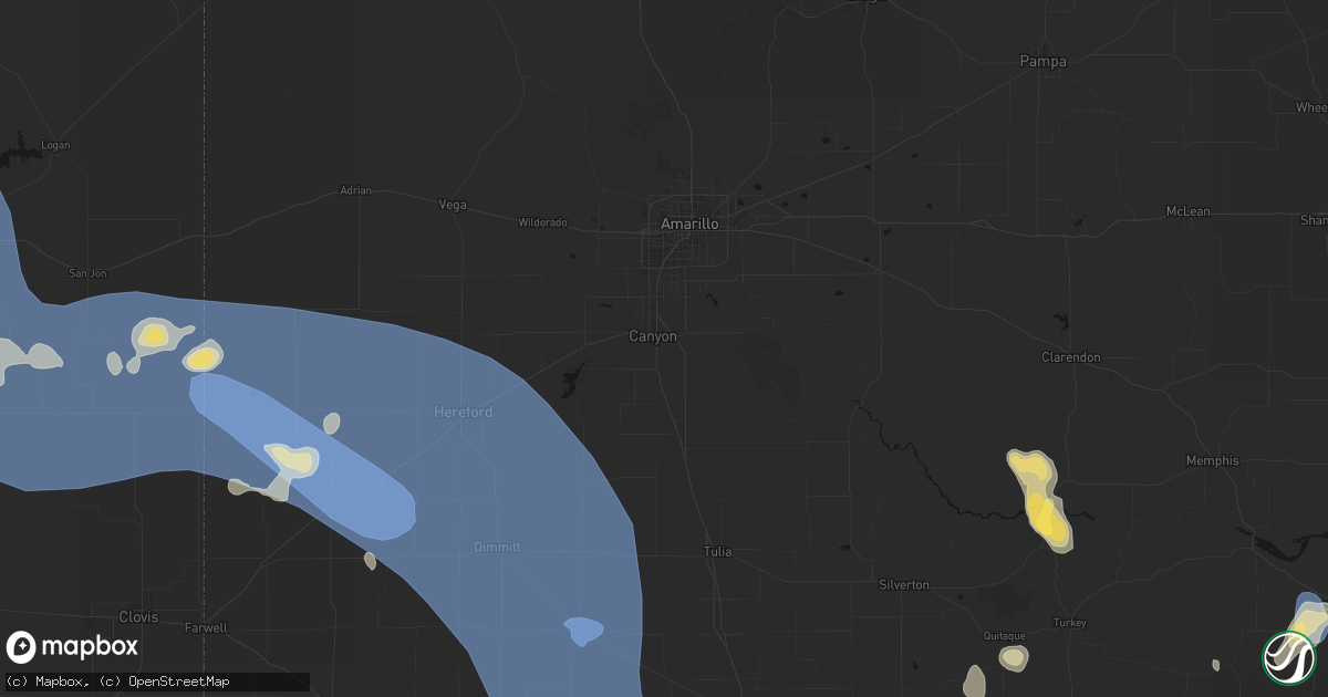 Hail map in Canyon, TX on July 31, 2026