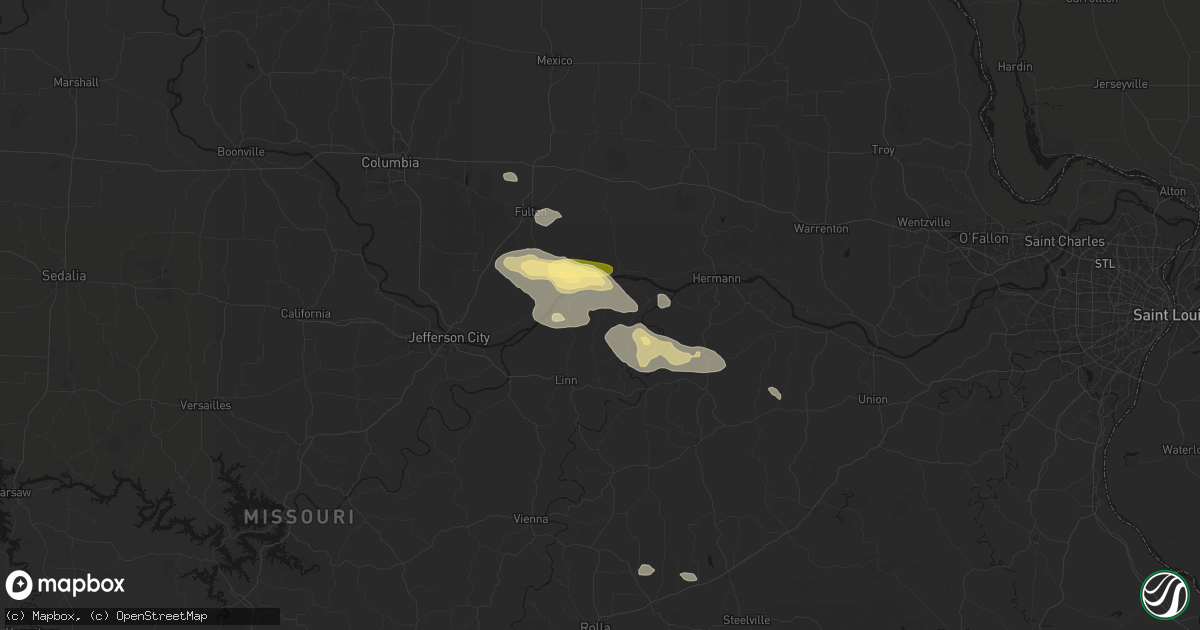 Hail map in Chamois, MO on July 31, 2026