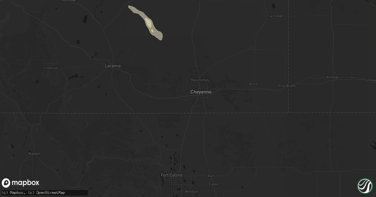 Hail map in Cheyenne, WY on July 31, 2026